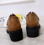 Brown PU Chunky Heel Buckle Daily Boots