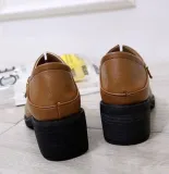 Brown PU Chunky Heel Buckle Daily Boots