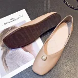 Yellow Flat Heel Imitation Pearl Casual All Season PU Flat