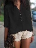 Casual V-Neck 3/4 Sleeve Plus Size Tops