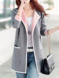 Shawl Collar Long Sleeve Pockets Plus Size Coat