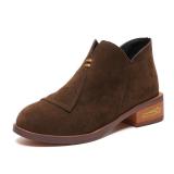Womens Flocking Zipper Daily Chunky Heel Boots