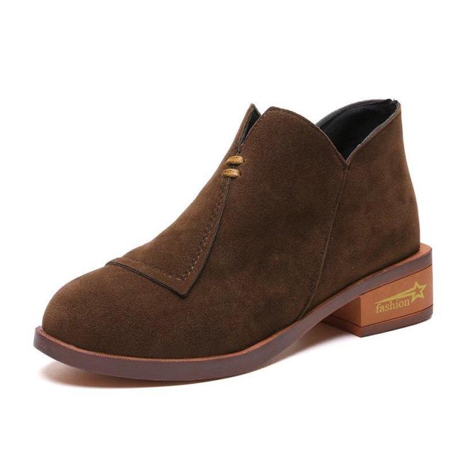 Womens Flocking Zipper Daily Chunky Heel Boots