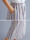 Plus Size Women Striped Casual Wide Leg Pants