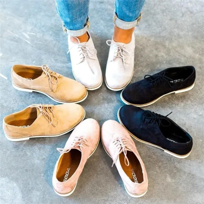 Womens Oxford Shoes Comfort Low Heel Lace-up Daily Loafers