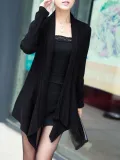 Casual Long Sleeve Ribbed Asymmetrical Cardigan