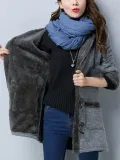 Warm Cotton Appliqued Hoodie Long Sleeve Outdoor Coat