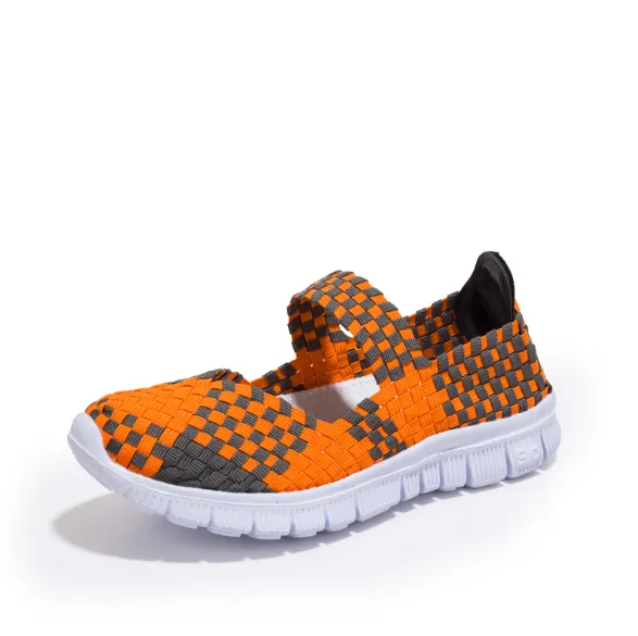 Multicolor Blocks Hand-knitted Shoes Elastic Band Daily Flat Heel Loafers