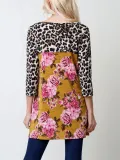Leopard-Print Cotton-Blend Floral Long Sleeve T-Shirts