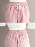Plus Size Women Striped Plain Casual Pants