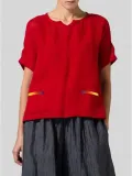 Casual Plus Size Short Sleeve Round Neck Solid Tops