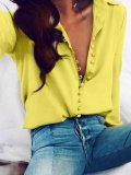 Long Sleeve Buttoned Shirt Collar Solid Shirts