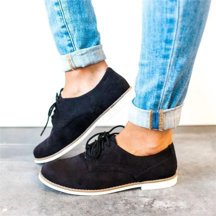 Womens Oxford Shoes Comfort Low Heel Lace-up Daily Loafers