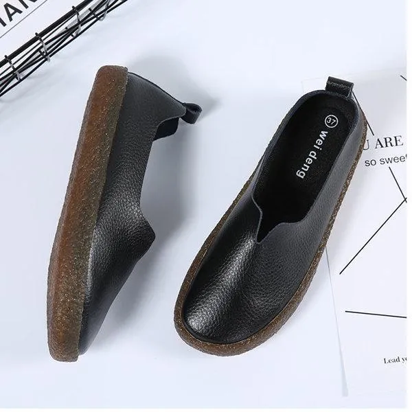 Solid Color Proof-water Platform Casual All Season Flat Heel Loafers