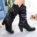 Winter Chunky Heel Buckle Mid-calf Boots