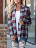 Plaid Patchwork Casual Cardigan
