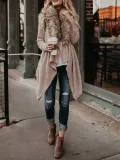 Paneled Elegant Solid Shawl Collar Quilted Coat