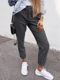 Solid Casual Cotton-Blend Pants
