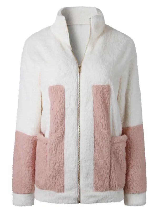 Winter Geometric Outdoor Stand Collar Coat
