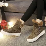 Women Casual Leopard Boots Zipper Shoes