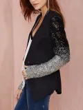 Black Paneled Casual Polyester Coat
