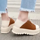 Brown All Season Casual PU Lace-up Oxfords