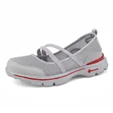 Breathable Mesh Fabric Sneakers Elastic Band Flat Heel Hiking Shoes