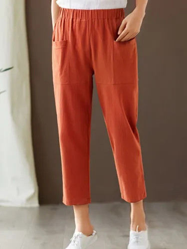 Plus Size Women Plain Casual Pants