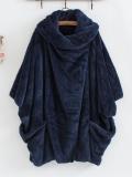 Casual Women Turtleneck Big Pockets Cloak Coats