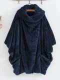 Casual Women Turtleneck Big Pockets Cloak Coats