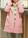 Pockets Casual Hoodie Plain Plus Size Coat
