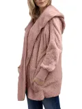Multicolor Hoodie Solid Wool Pocket Loose Women Coat