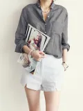 Casual Long Sleeve Loose Linen Blouse