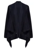 Long Sleeve Shawl Collar Piping Plus Size Coat