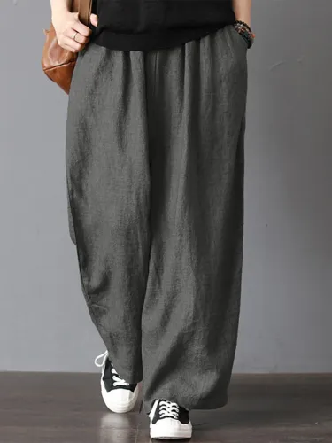 Casual Solid Loose Pants