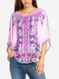 Floral-Print Casual Round Neck Shirts & Tops