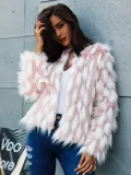 Faux Fur Plaid Patchwork Winter Coat