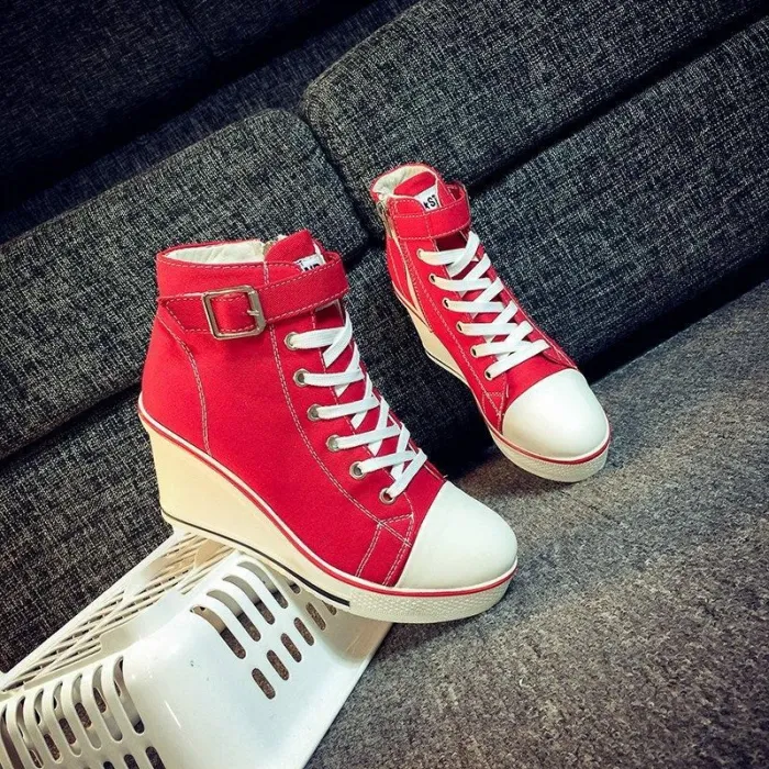 Women Korean Style Canvas Wedge Heel Casual Big Size Shoes