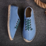 Plus Size Unisex Canvas Flat Heel Stitching Shoes Daily Solid Color Spring/Fall Lace Flats