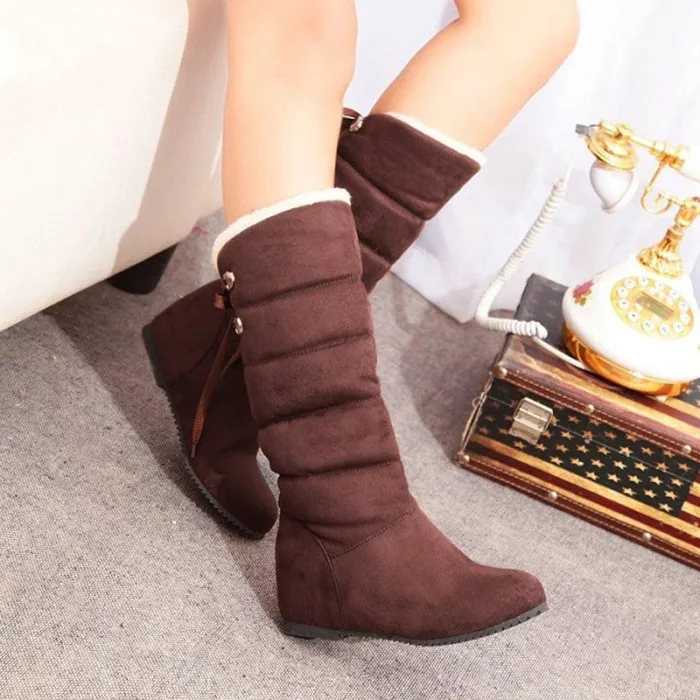 Winter Lace-up Back Increase Heel Snow Boots Corduroy Booties