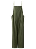 Pockets Linen Casual Loose Solid Plus Size Jumpsuits