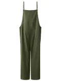 Pockets Linen Casual Loose Solid Plus Size Jumpsuits