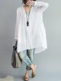 Plus Size Solid Color Casual Blouse