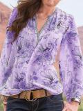 Casual Floral Cotton-Blend Shirts & Tops