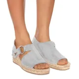 Women Arc Suede Espadrille Wedge Sandals