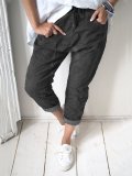 Casual Plus Size Solid Pants With Pockets