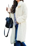 Plus Size Casual Solid Long Sleeve Fluffy Coat