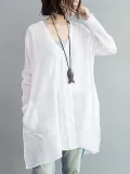 Plus Size Solid Color Casual Blouse