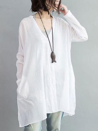 Plus Size Solid Color Casual Blouse