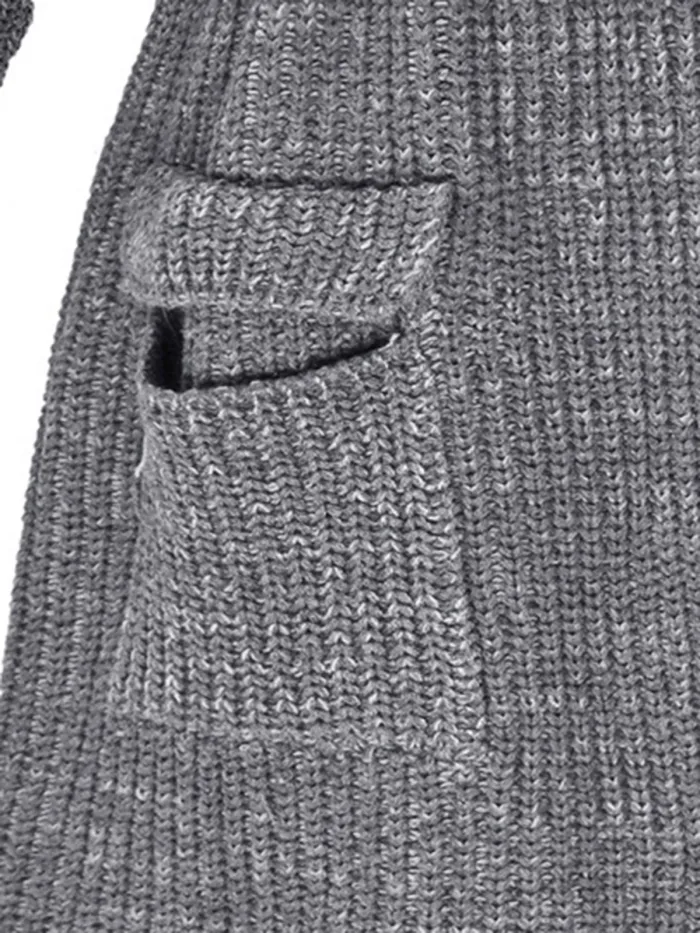Gray Casual Knitted Solid Shift Outerwear